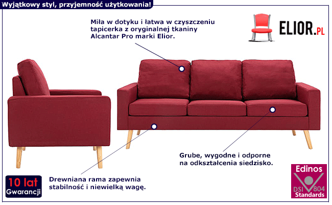 Czteroosobowy zestaw wypoczynkowy czerwony Muria 4X