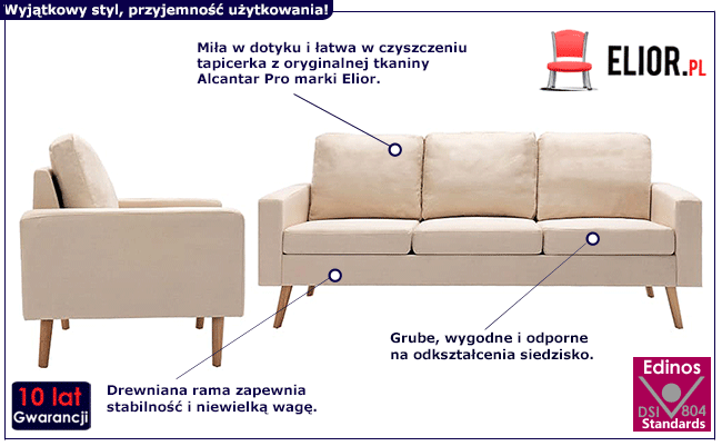 Czteroosobowy zestaw wypoczynkowy kremowy Muria 4X