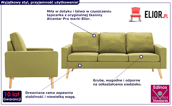 Czteroosobowy zestaw wypoczynkowy zielony Eroa 4X