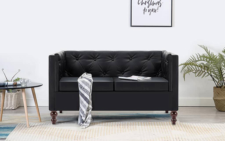 Produkt 2-osobowa Sofa James 2Q w stylu Chesterfield - czarna - zdjęcie numer 2