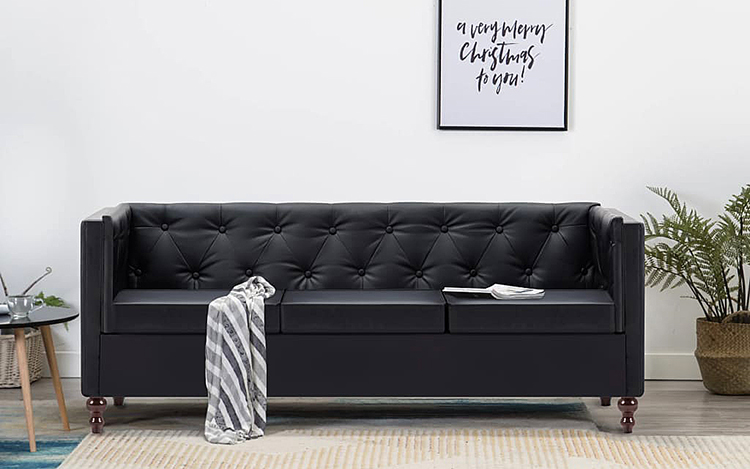 Produkt 3-osobowa Sofa James 3Q w stylu Chesterfield - czarna - zdjęcie numer 2