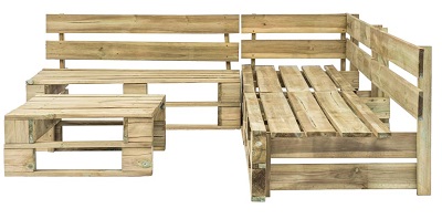 Produkt Stół ogrodowy z palet i ławki - Nilsen 2X
