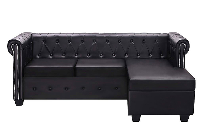 Produkt Narożnik z leżanką w stylu Chesterfield Charlotte 4Q - czarny - zdjęcie numer 2