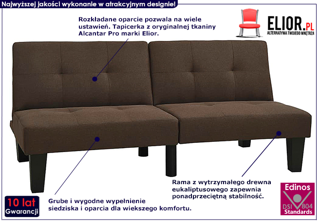 Ciemnobrązowa rozkładana sofa Mirza 3X