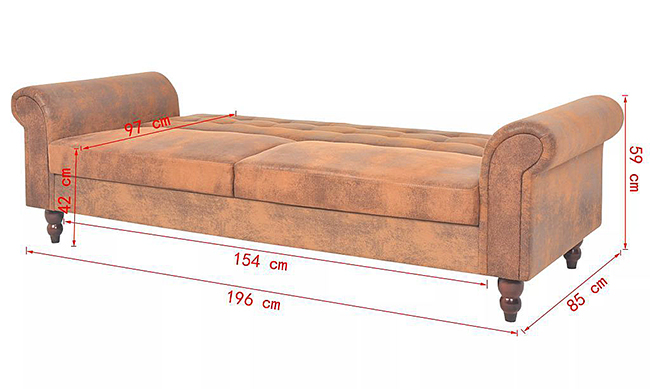 Pikowana brązowa sofa Image, rozkładana