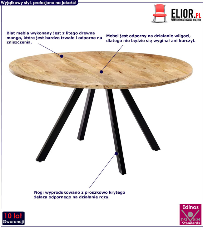 Produkt Stół okrągły drewniany Waren 3X – brązowy 