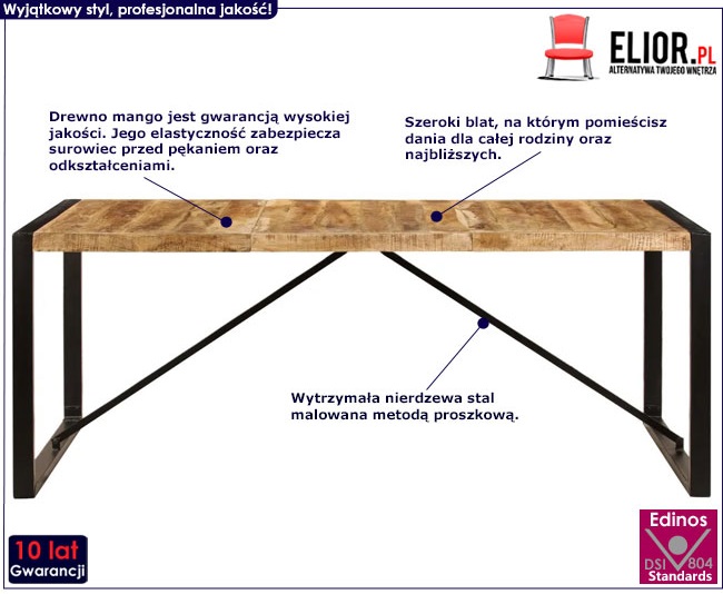 Produkt Industrialny stół drewniany 100x200 – Veriz 5X