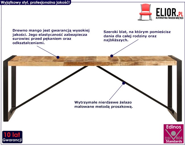 Produkt Brązowy stół w stylu loftowym 100x220 – Veriz 6X