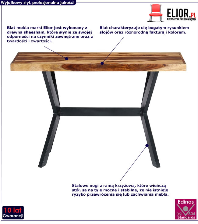 Produkt Loftowy stół z drewna sheesham Kalis – brązowy