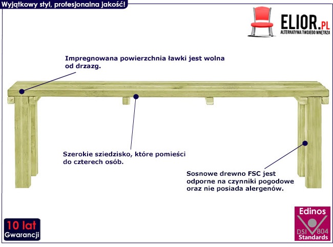 Produkt Drewniana ławka ogrodowa Ligeo 2X - zielona