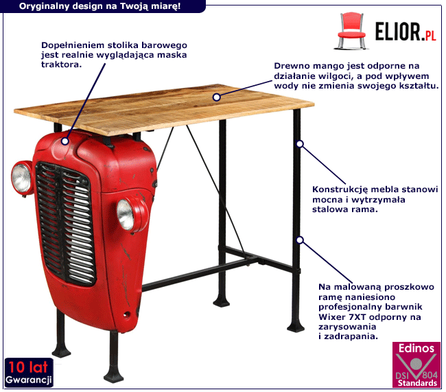 Produkt Stolik barowy traktor 60 x 120 cm – Keran 3X