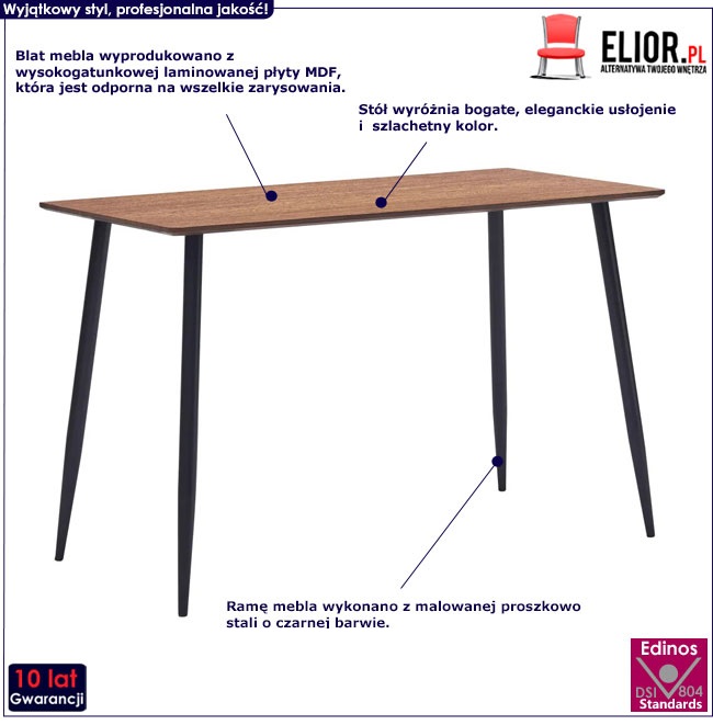 Produkt Stół w stylu loft z płyty MDF Samon – brązowy 