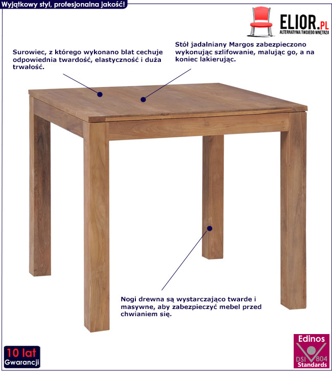 Produkt Stół z drewna tekowego Margos – brązowy