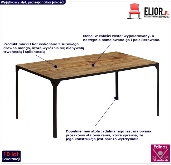Produkt Stół ze stali i drewna Kartes 4X – brązowy