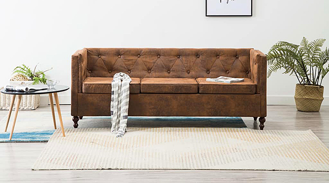 Sofa James 3Q w stylu Chesterfield brązowa