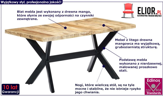 Jasnobrązowy stół z drewna mango – Kalis 4X 