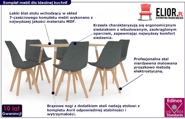 Jasnoszary zestaw mebli Avril