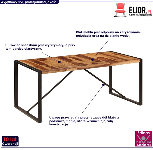 Produkt Jadalniany stół z sheesham 90x180 – Veriz 5X