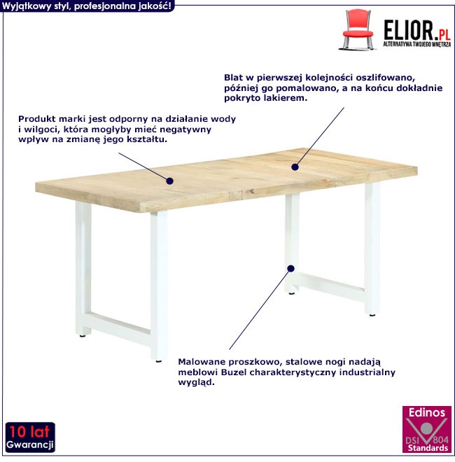 Produkt Stół jadalniany loft lite drewno brązowy - Relond 2X 