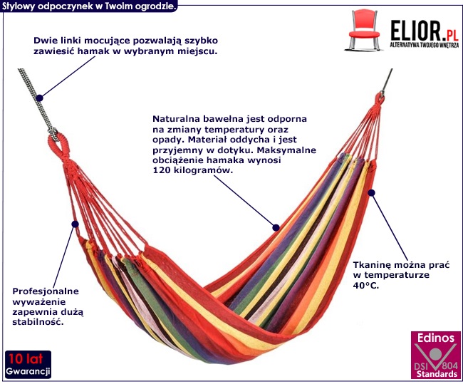 Kolorowy hamak ogrodowy Amelia