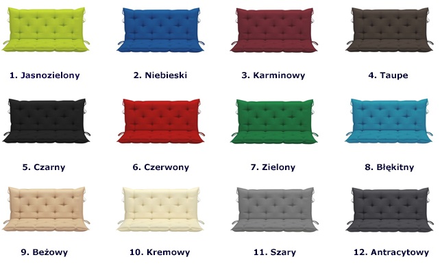 Kolory poduszki do huśtawki Paloma 2X