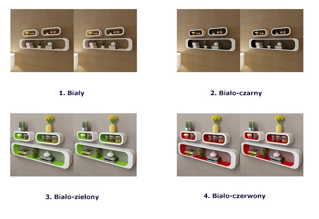 Kolory zestawu półek ściennych Mins 3X