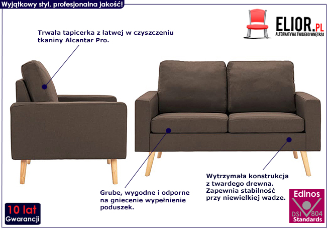 2-częściowy brązowayzestaw wypoczynkowy Lavinia 2Q