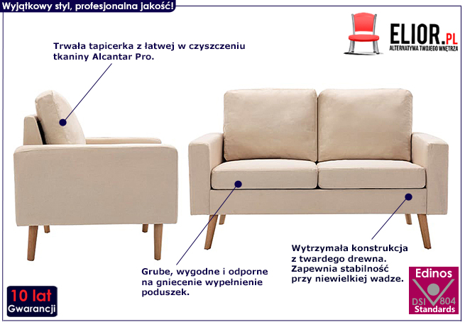 2-częściowy kremowy zestaw wypoczynkowy Imex 2Q