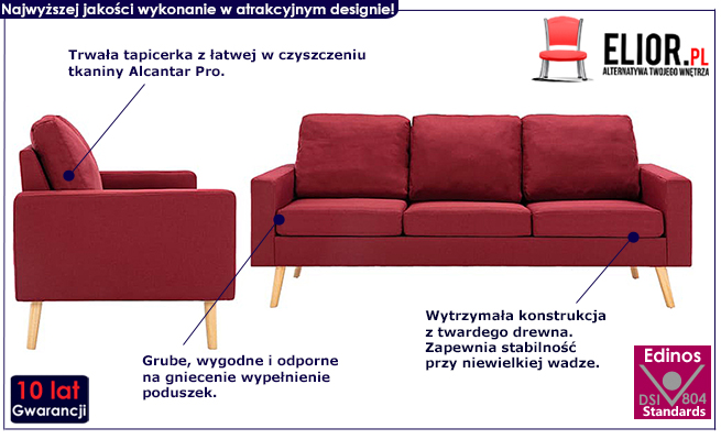 2-częściowy zestaw wypoczynkowy czerwone wino Tirena 2S