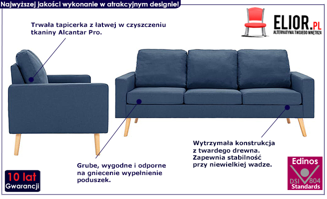 2-częściowy niebieski zestaw wypoczynkowy Imex 2S