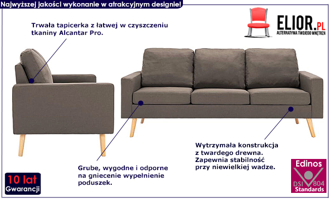 2-częściowy zestaw wypoczynkowy taupe Tirena 2S