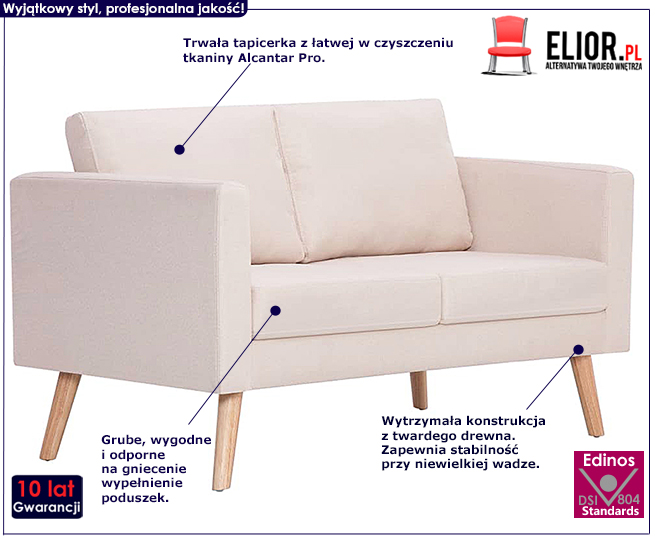 Dwuosobowa kanapa Imex 2X, kolor kremowa