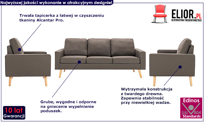 3-częściowy zestaw wypoczynkowy Lavinia 3Q taupe