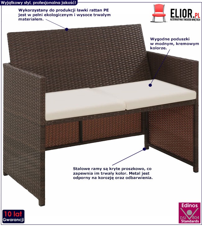 Produkt Ławka ogrodowa Giaros - brązowa