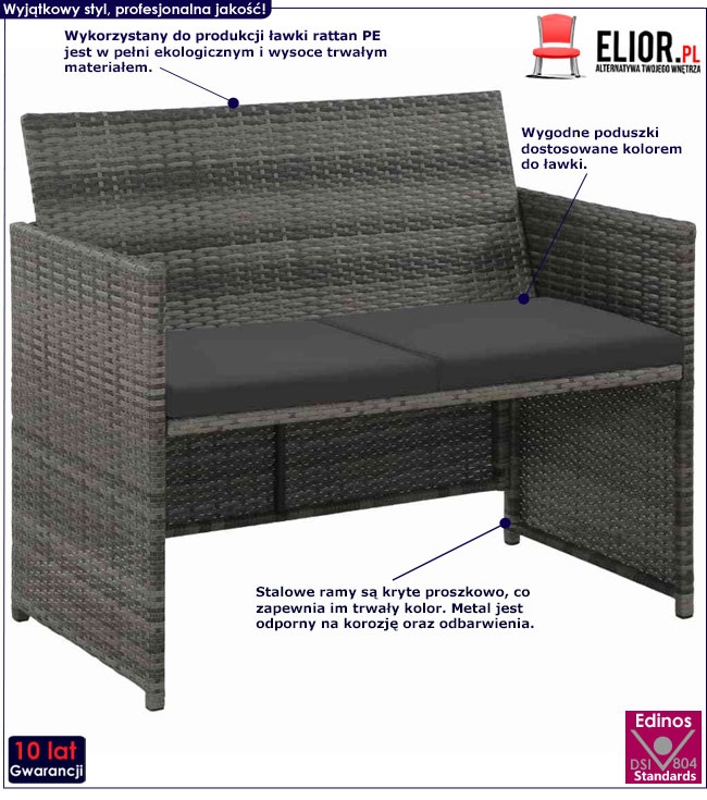 Produkt Ławka ogrodowa Giaros - szara