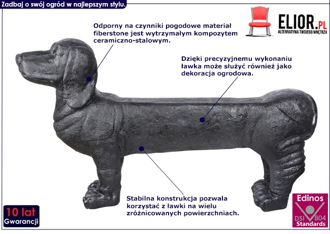 ławka ogrodowa w kształcie jamnika jared czarna