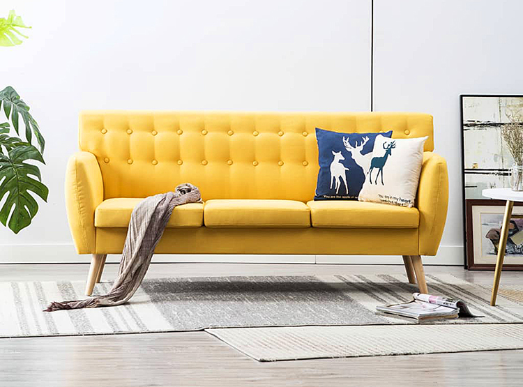 3-osobowa sofa pikowana Lilia, kolor żółty