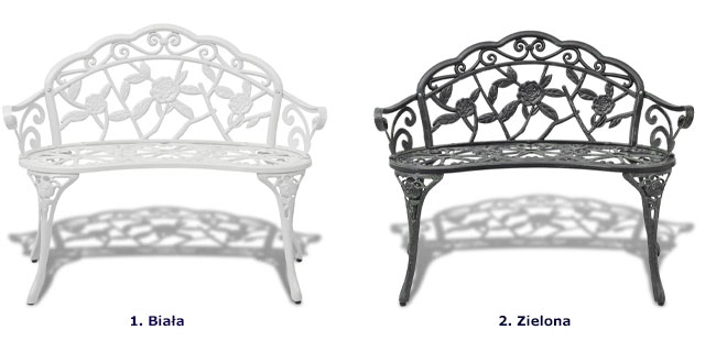 Produkt Metalowa ławka ogrodowa Loryn - biała - zdjęcie numer 2