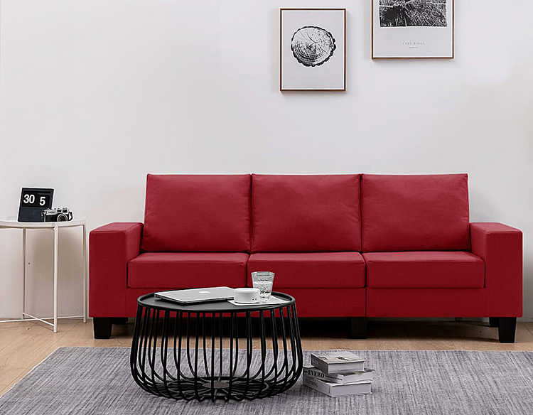 Trzyosobowa sofa czerwona Lurra 3Q