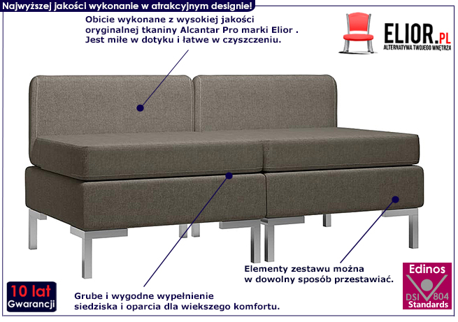 2 segmenty środkowe do zestawu Gova taupe 