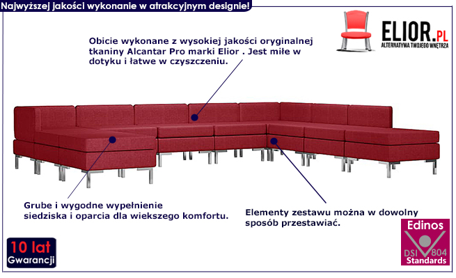 Czerwony10-częściowy zestaw wypoczynkowy Marsala 10B