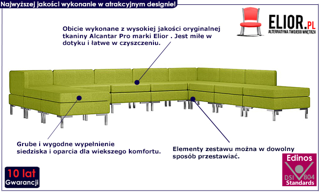 Zielony 10-częściowy zestaw wypoczynkowy Marsala 10B