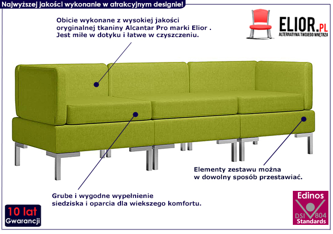 Zielony 3-częściowy zestaw wypoczynkowy Marsala 3C