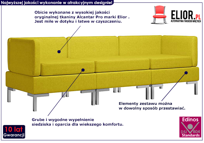 Żółty 3-częściowy zestaw wypoczynkowy Gova 3C