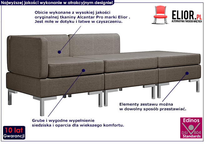 3-częściowy zestaw wypoczynkowy Marsala 3D taupe 