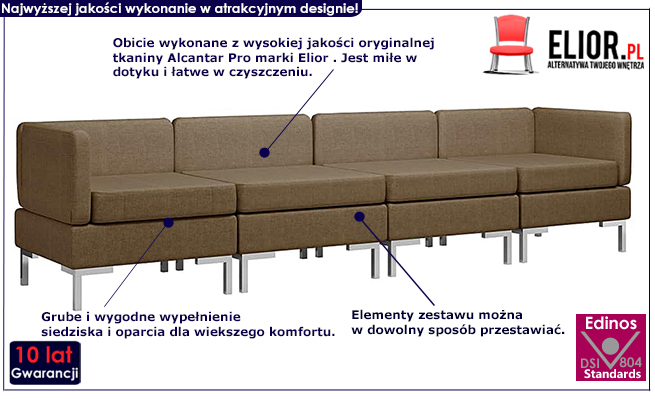 Brązowy 4-częściowy zestaw wypoczynkowy Balto 4D