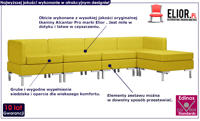 Żółty 5-częściowy zestaw wypoczynkowy Gova 5D