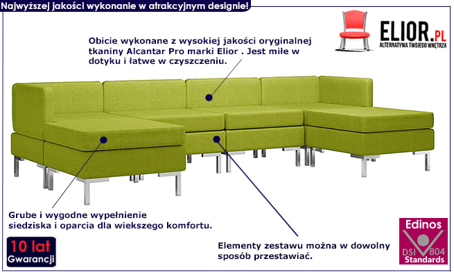 Zielony 6-częściowy zestaw wypoczynkowy Marsala 6F