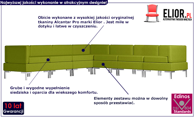 Zielony 7-częściowy zestaw wypoczynkowy Marsala 7D