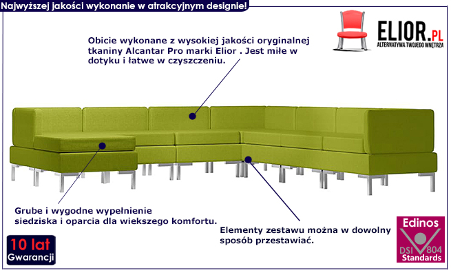 Zielony 8-częściowy zestaw wypoczynkowy Gova 8D
